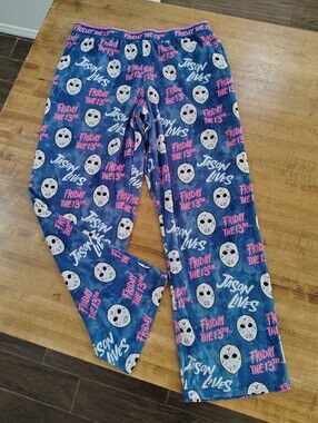 Friday the 13th Jason Lives Print Velour Pajama Pants W/Pockets OUTOFSTOCK